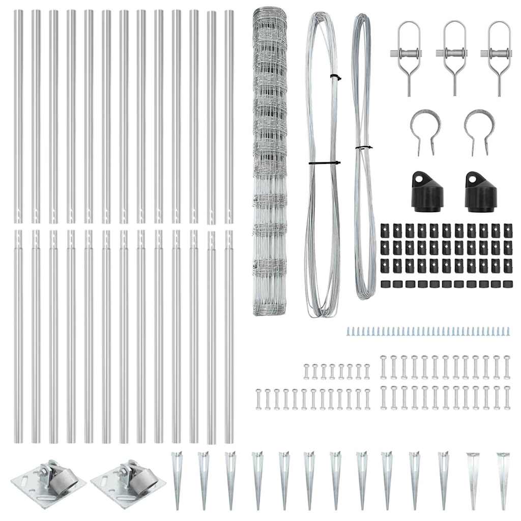 Wildzaun Silber 25 x 1,4 m Verzinkter Stahl